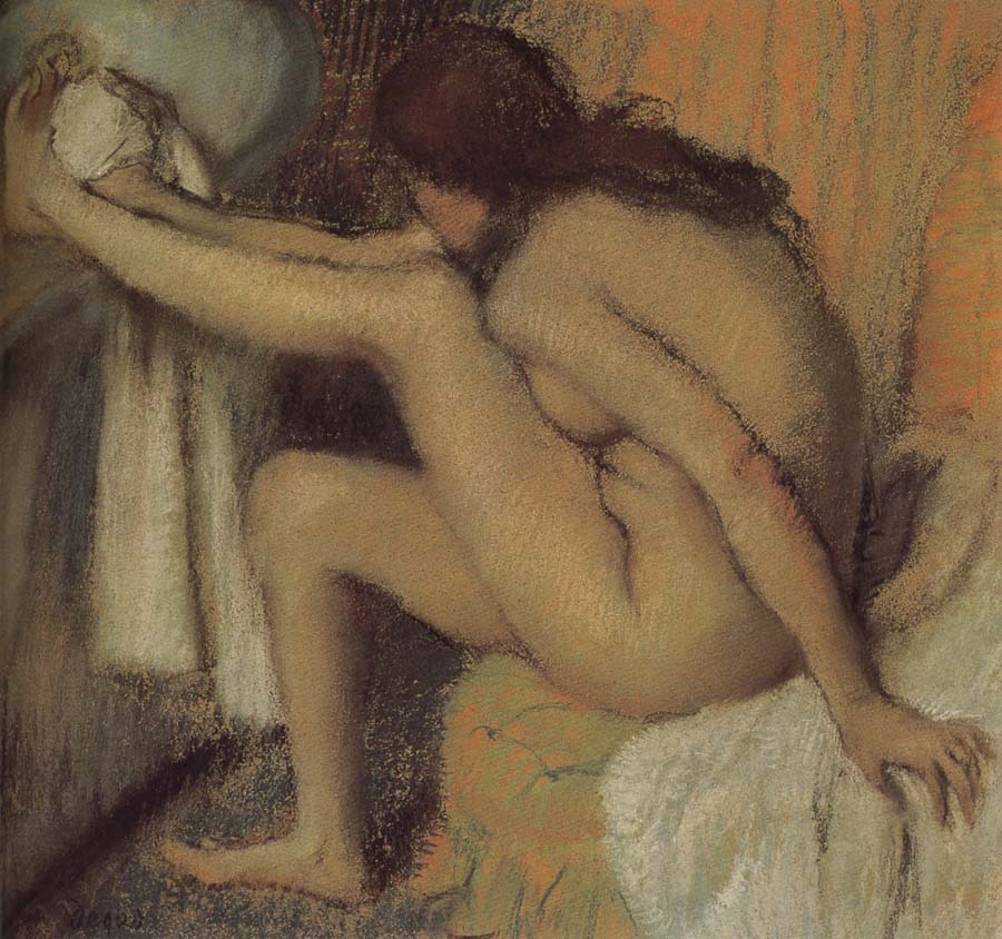 Edgar Degas Naked  woman wiping toes